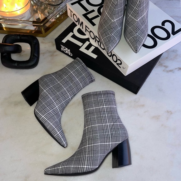 Jeffrey Campbell Sport Plaid Pointy Toe Bootie in Gray - Picture 4 of 17